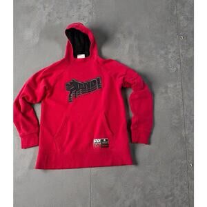 Y2K Style AND1 Red Fleece Hoodie Men's Size S Streetball Logo Athletic Pullover